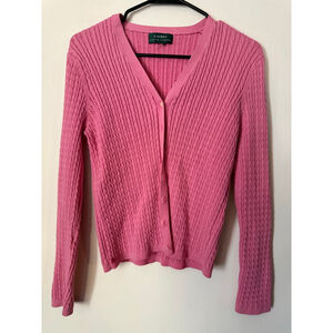 Women's Ralph Lauren Pink Cable Knit Cardigan Sweater S